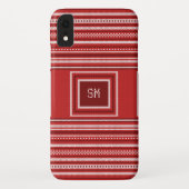 Trui Rood Wit Monogram Kerstvakantie Case-Mate iPhone Case (Achterkant)
