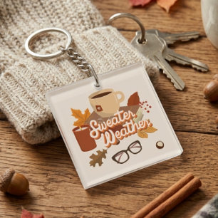 Trui Weer Herfst Design Gezellig Herfst Esthetiek Sleutelhanger