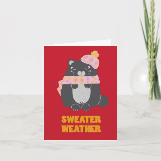 Trui Weer Roze Sjaal & Hoed Kitty Kaart (Voorkant)