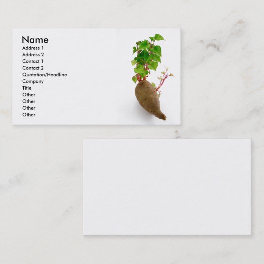 Truitjes van zoete aardappelen visitekaartje (Voorkant / Achterkant)