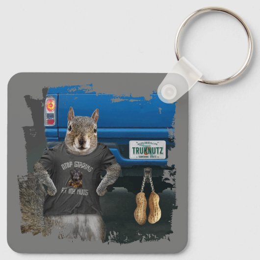 Truk Nutz - grappige kartonnen dozen Sleutelhanger (Achterkant)