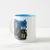 Truk Nutz - grappige kartonnen dozen Tweekleurige Koffiemok (Voorkant links)