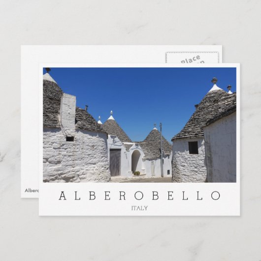 Trulli-huizen, Alberobello, Puglia white Briefkaart (Voorkant / Achterkant)