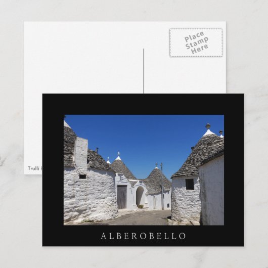 Trulli-huizen, Alberobello, Puglia zwart briefkaar Briefkaart (Voorkant / Achterkant)