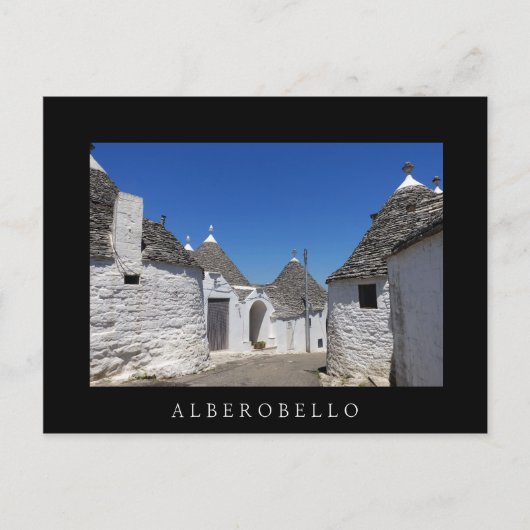 Trulli-huizen, Alberobello, Puglia zwart briefkaar Briefkaart (Voorkant)