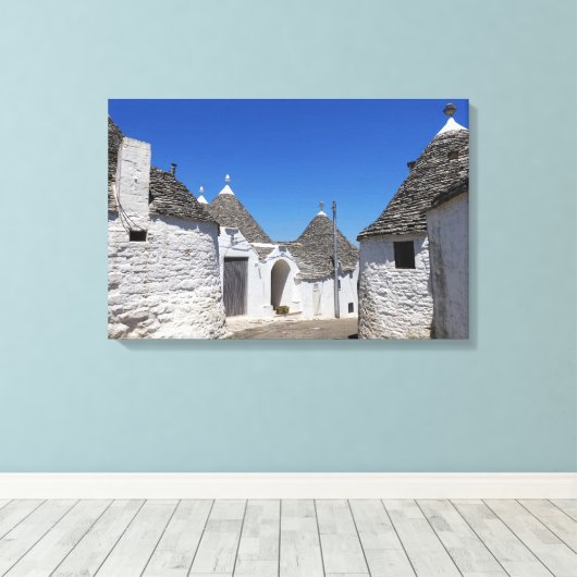 Trulli huizen in Alberobello, Puglia canvas print (Insitu (Houten vloer))