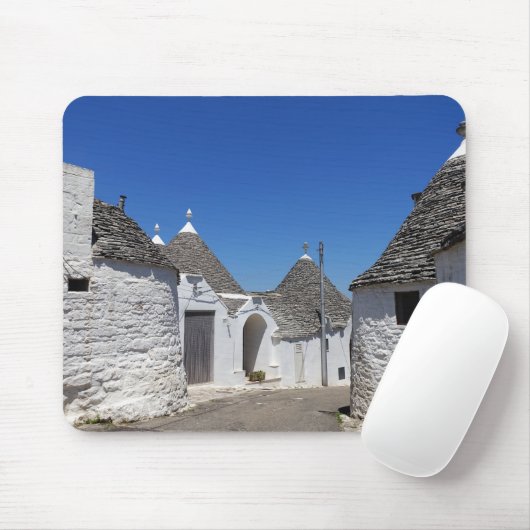 Trulli-huizen in Alberobello, Puglia mousepad Muismat (Met muis)