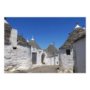 Trulli-huizen in Alberobello, Puglia print Foto Afdruk