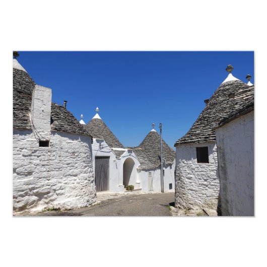 Trulli-huizen in Alberobello, Puglia print Foto Afdruk (Voorkant)