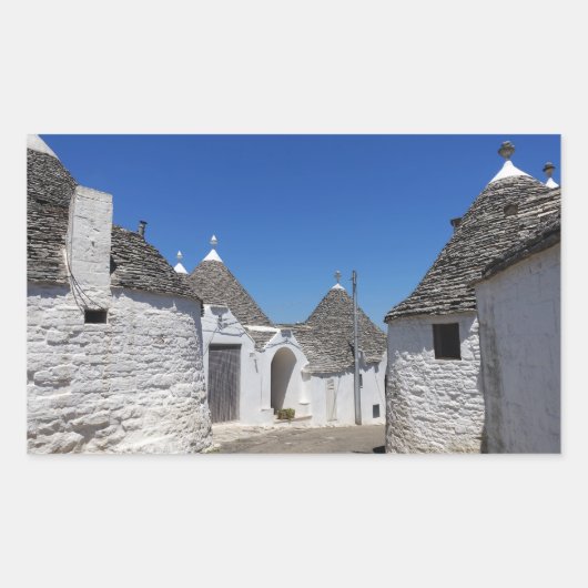Trulli huizen in Alberobello rechthoekige sticker (Voorkant)