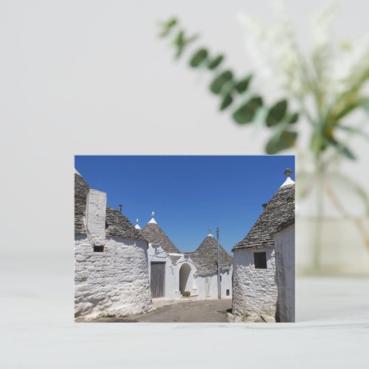 Trulli-huizen in het briefkaart Alberobello, Pugli (Staand voorkant)