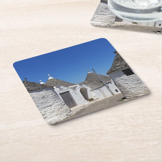 Trulli-huizen in het onderzetter Alberobello, Pugl (Schuin)