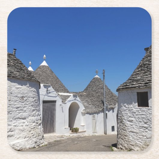 Trulli-huizen in het onderzetter Alberobello, Pugl (Voorkant)