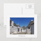Trulli-huizen in het witte briefkaart van Puglia (Voorkant / Achterkant)