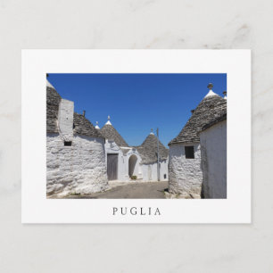 Trulli-huizen in het witte briefkaart van Puglia