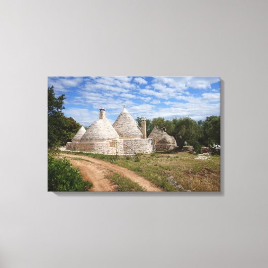 Trulli-huizen in Puglia/Apulië Canvas Afdruk (Voorkant)