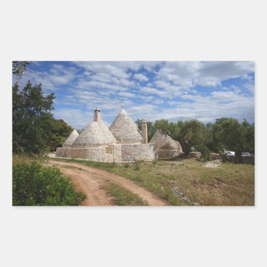 Trulli-huizen in Puglia/Apulië Rechthoekige Sticker (Voorkant)