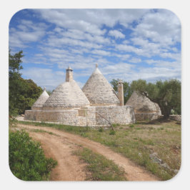 Trulli-huizen in Puglia/Apulië Vierkante Sticker