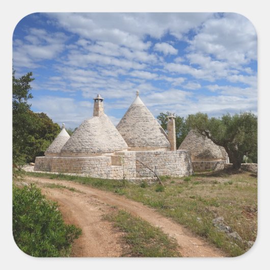 Trulli-huizen in Puglia/Apulië Vierkante Sticker (Voorkant)