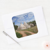 Trulli-huizen in Puglia/Apulië Vierkante Sticker (Envelop)