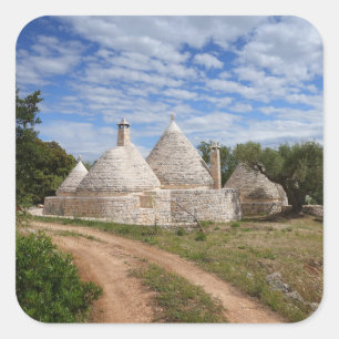 Trulli-huizen in Puglia/Apulië Vierkante Sticker