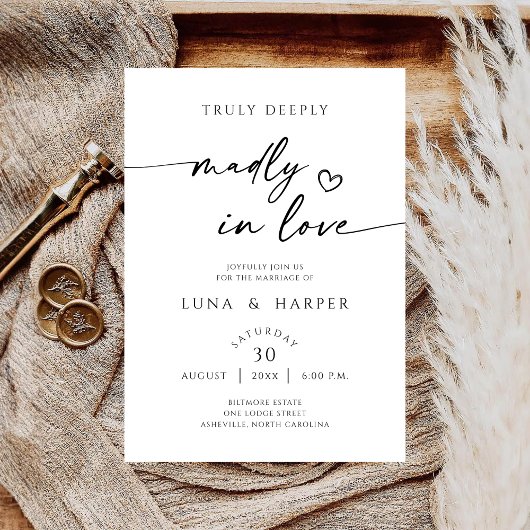 Truly Deeply Madly In Love Elegant Wedding Invite Save The Date