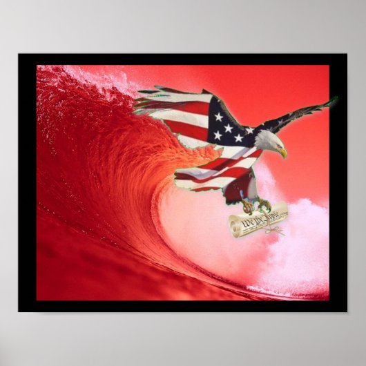 Trump2020 Red Wave met grondwet Poster (Voorkant)