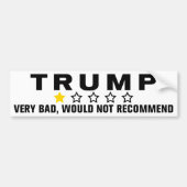 Trump 1 ster zeer slecht zou niet aanraden bumpersticker (Voorkant)