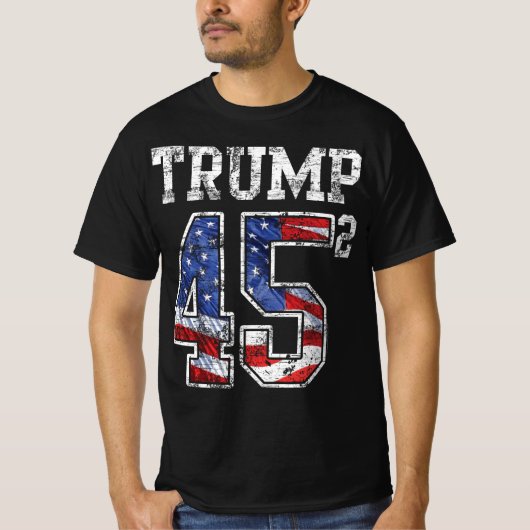 Trump 2020 45 kwadraat exponent pro-Trump T-shirt (Voorkant)