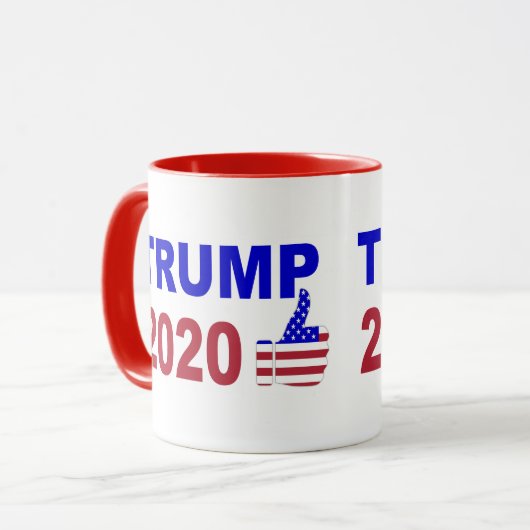 Trump 2020 duimen omhoog rood wit en blauw mok (Voorkant links)