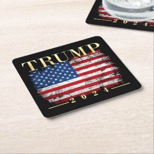 Trump 2020 Elegant Gold  Flag Kartonnen Onderzetters