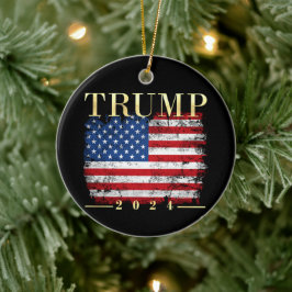 Trump 2020 Elegant Gold  Flag Keramisch Ornament
