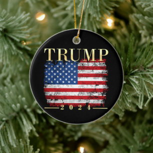 Trump 2020 Elegant Gold  Flag Keramisch Ornament