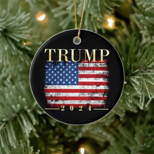Trump 2020 Elegant Gold  Flag Keramisch Ornament (Boom)