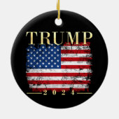 Trump 2020 Elegant Gold  Flag Keramisch Ornament (Achterkant)