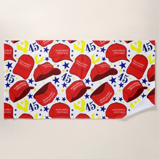 Trump 2020 MAGA Pet Pattern - White - Strandlaken (Voorkant)