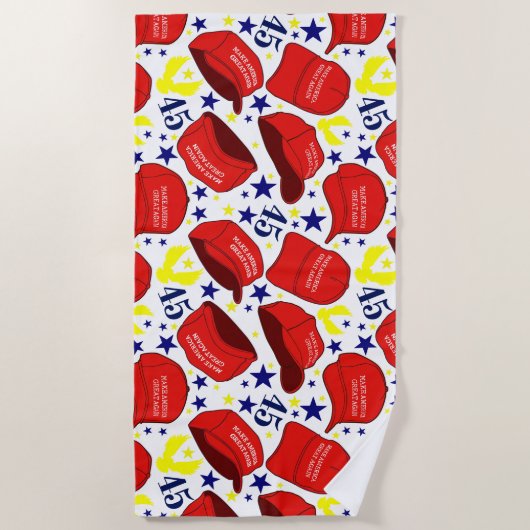 Trump 2020 MAGA Pet Pattern - White - Strandlaken (Voorkant)