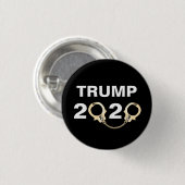 Trump 2020 met handboeien ronde button 3,2 cm (Voorkant /achterkant)