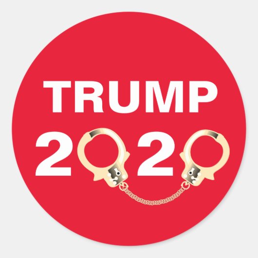 Trump 2020 met handboeien ronde sticker (Voorkant)