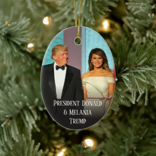 Trump 2020 met kerst Elegant Donald en Melania Keramisch Ornament