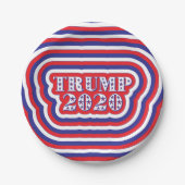Trump 2020 Patriottisch Red White Blue Stripes Papieren Bordje (Voorkant)