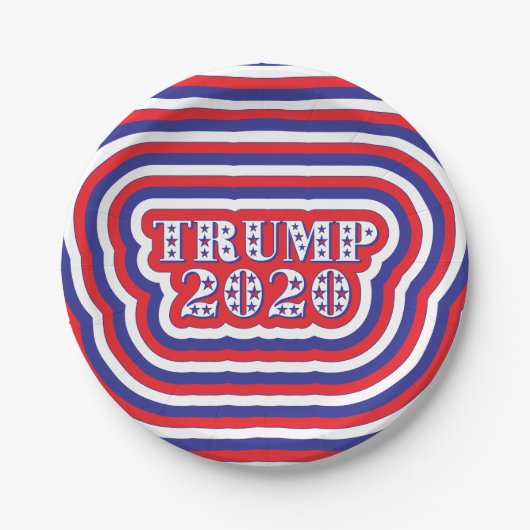Trump 2020 Patriottisch Red White Blue Stripes Papieren Bordje (Voorkant)