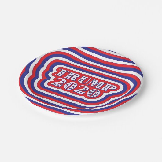 Trump 2020 Patriottisch Red White Blue Stripes Papieren Bordje (Gekanteld)