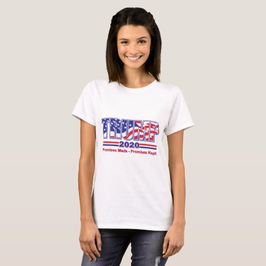 Trump 2020 Promises Made Promises Kept T-shirt (Voorkant volledig)