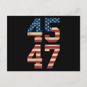 Trump 2024 45 47 -Amerikaanse vlag Retro 4547 Briefkaart
