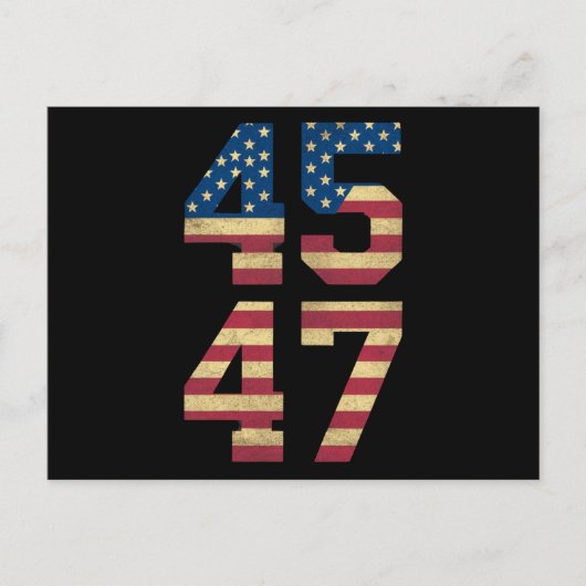 Trump 2024 45 47 -Amerikaanse vlag Retro 4547 Briefkaart (Voorkant)