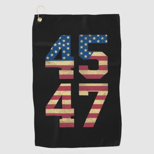 Trump 2024 45 47 -Amerikaanse vlag Retro 4547 Golfhanddoek (Voorkant)