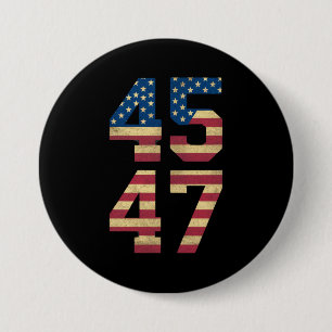 Trump 2024 45 47 -Amerikaanse vlag Retro 4547 Ronde Button 7,6 Cm