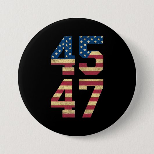 Trump 2024 45 47 -Amerikaanse vlag Retro 4547 Ronde Button 7,6 Cm (Voorkant)