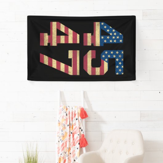 Trump 2024 45 47 -Amerikaanse vlag Retro 4547 Spandoek (Insitu)